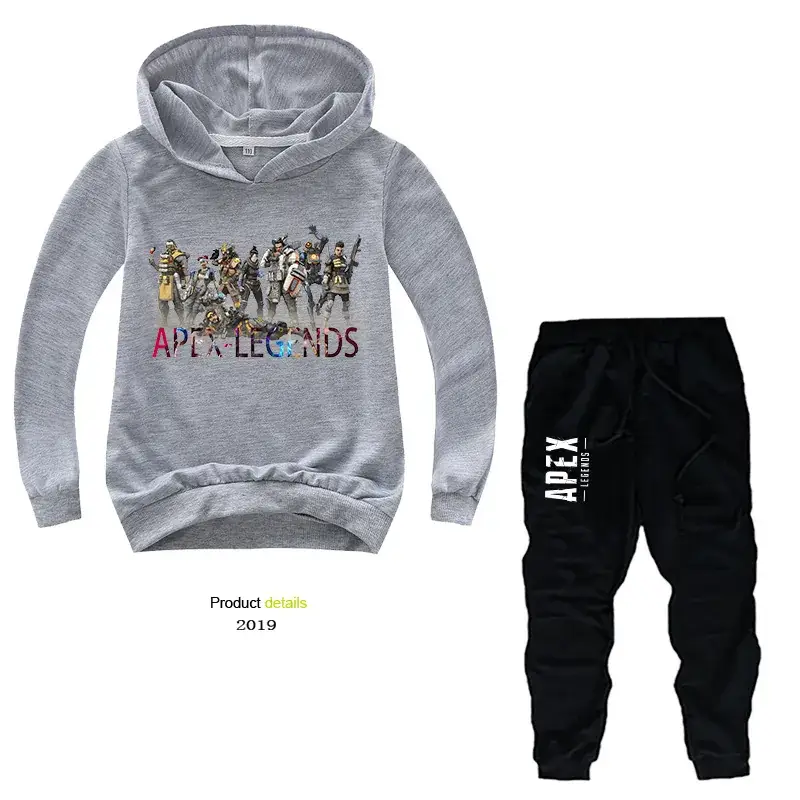Kids Korean Wave Hoodie Pants Set Light Blue Black - Image 4