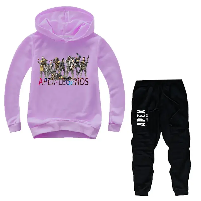 Kids Korean Wave Hoodie Pants Set Light Blue Black - Image 6