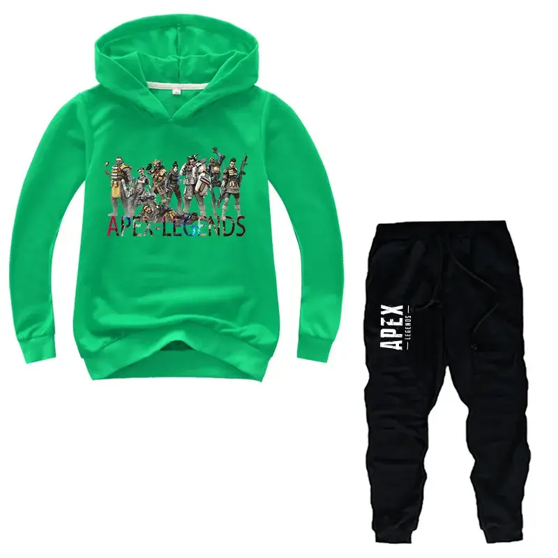 Kids Korean Wave Hoodie Pants Set Light Blue Black - Image 7