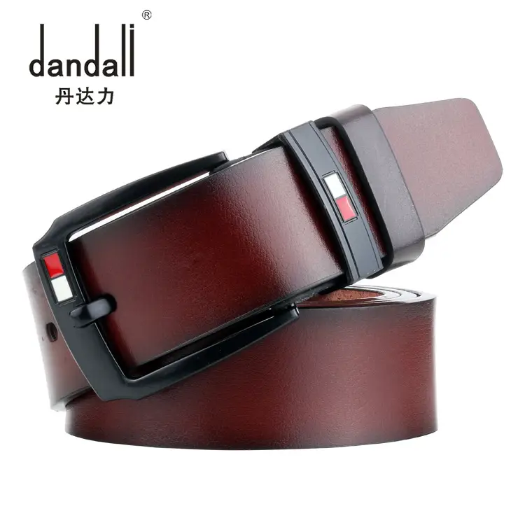Men's Antique Pin Buckle Belt Red Leather - Image 6
