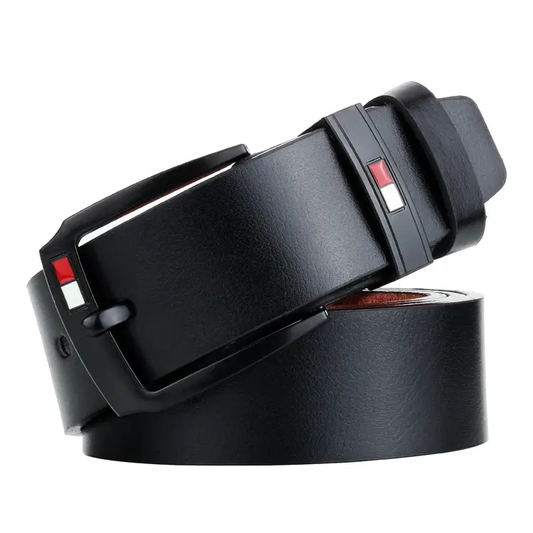 Men's Antique Pin Buckle Belt Red Leather