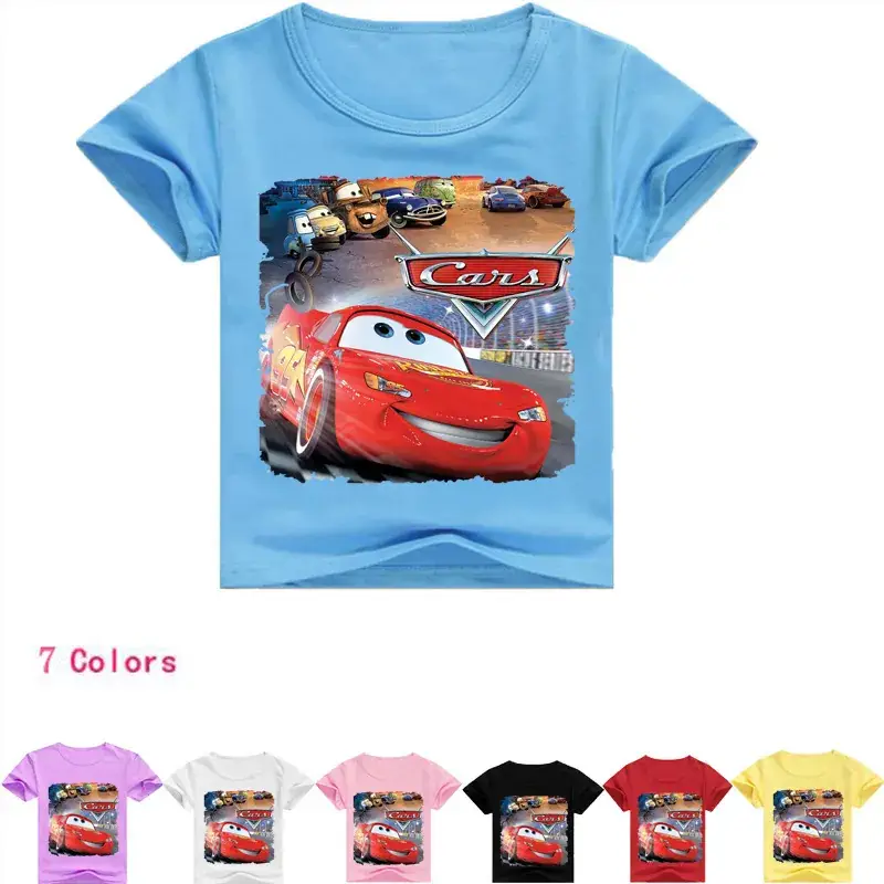 Kids Cars Graphic T-Shirt Blue Short Sleeve Casual - Image 12