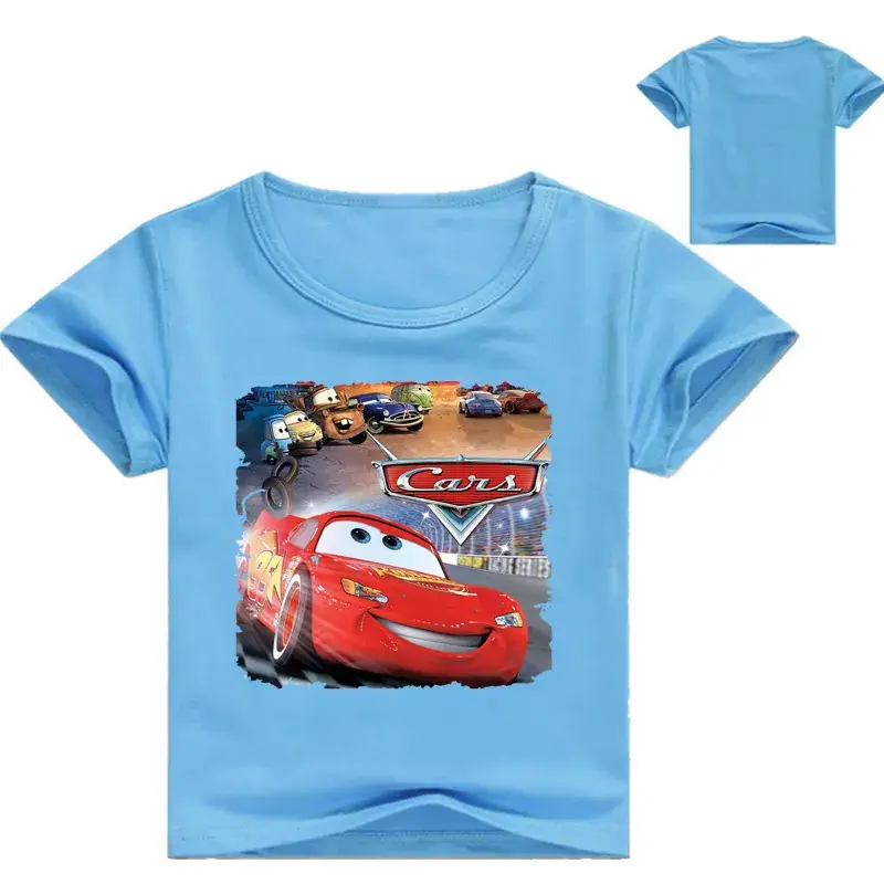 Kids Cars Graphic T-Shirt Blue Short Sleeve Casual - Image 15