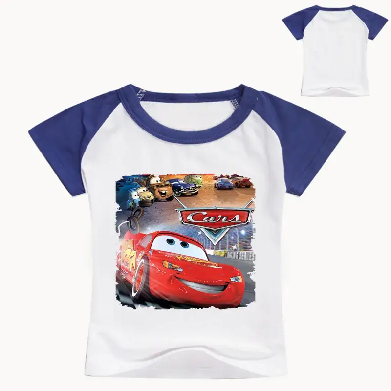 Kids Cars Graphic T-Shirt Blue Short Sleeve Casual - Image 10