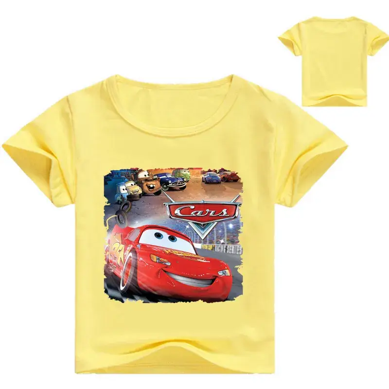Kids Cars Graphic T-Shirt Blue Short Sleeve Casual - Image 3