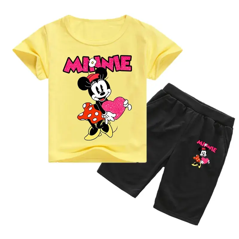Minnie Mouse Kids T-Shirt & Shorts Set Yellow Black - Image 14