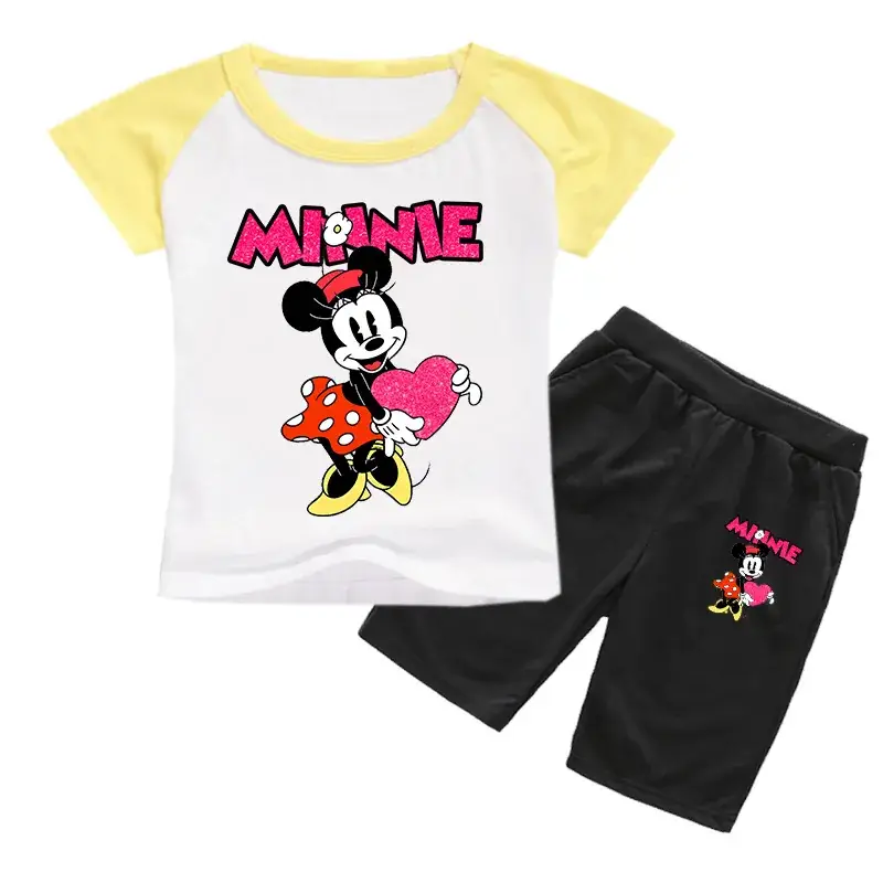 Minnie Mouse Kids T-Shirt & Shorts Set Yellow Black - Image 10