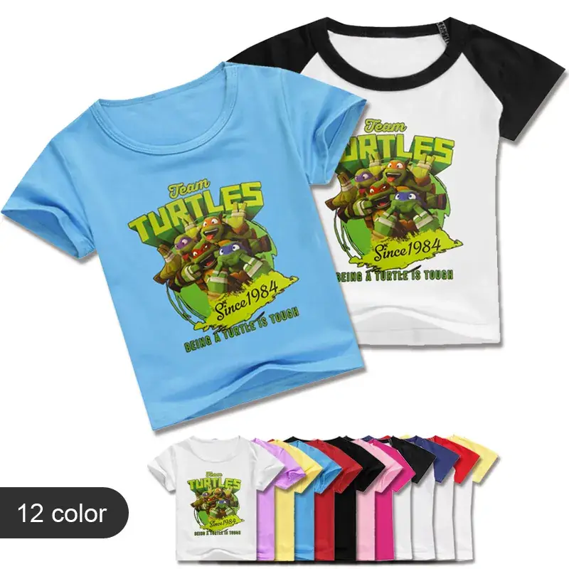 Red Teen Turtle Print Boys T-Shirt Medium to Big — feature 1