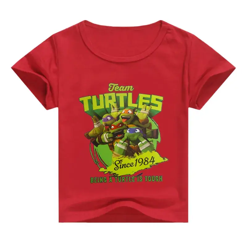 Red Teen Turtle Print Boys T-Shirt Medium to Big