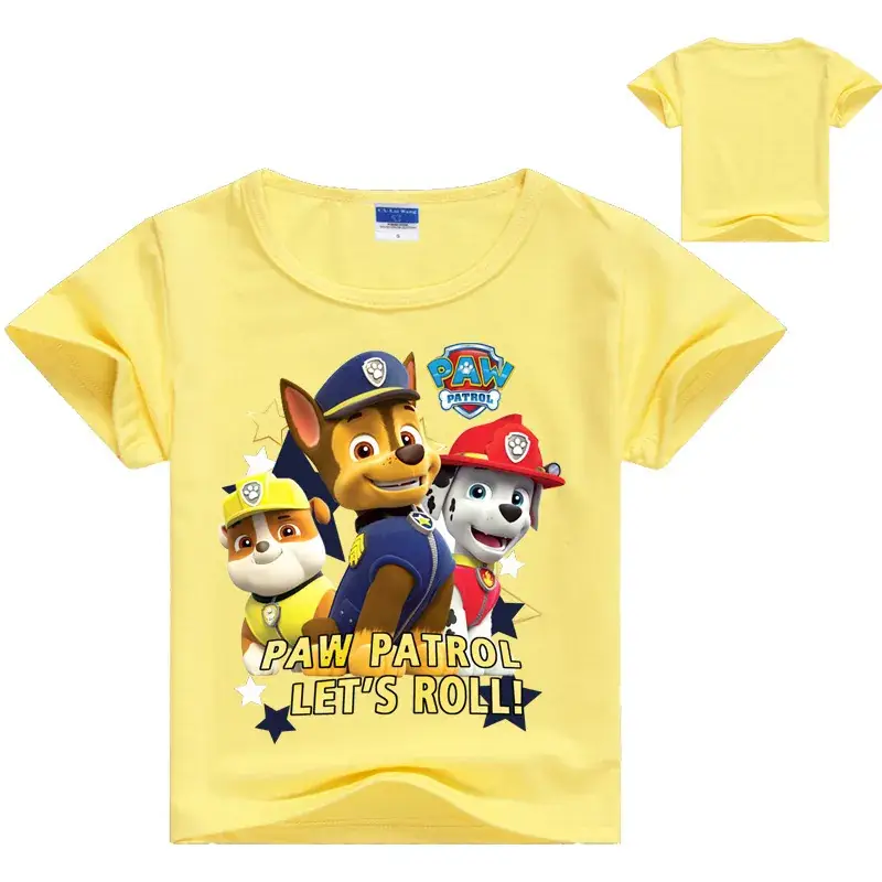 Pink Paw Patrol Kids T-Shirt Short Sleeve Cartoon Print - Image 9