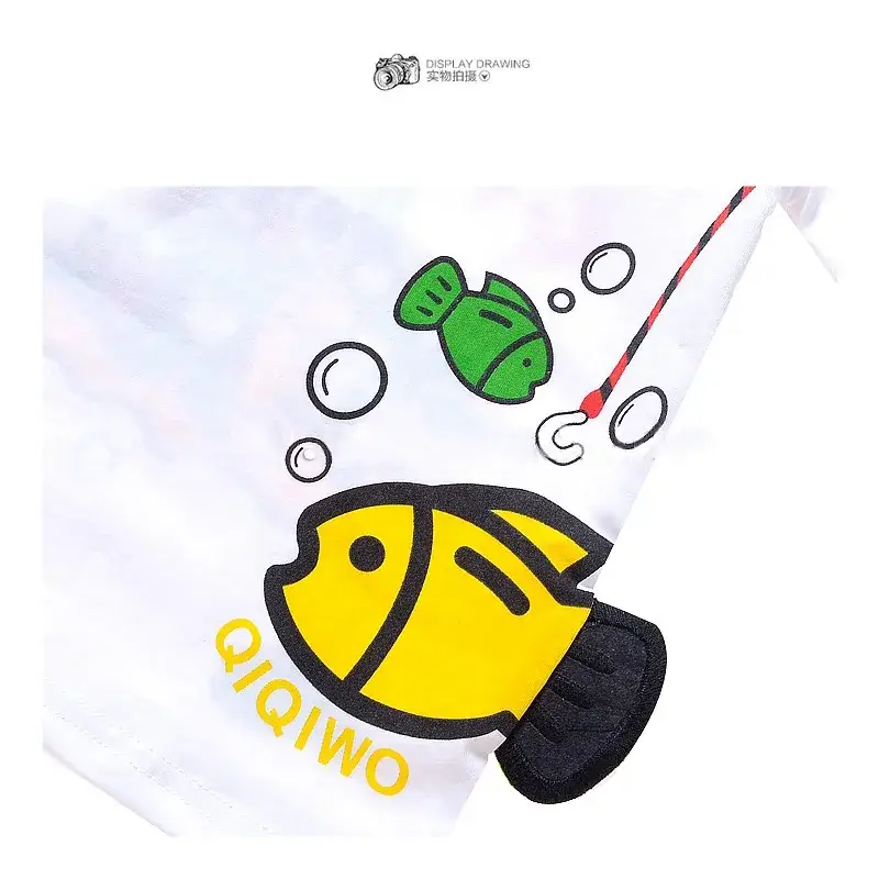 Children's Cartoon Fish Short T-Shirt White Q834 - Image 4