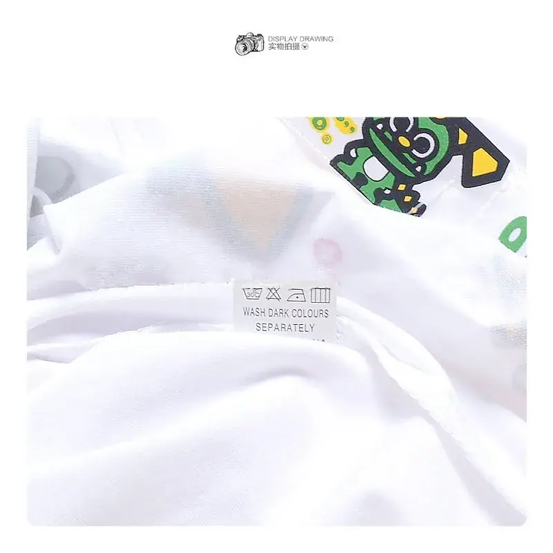 Children's Cartoon Fish Short T-Shirt White Q834 — feature 10