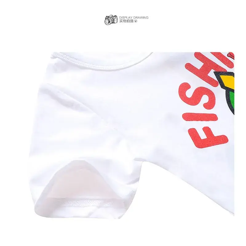 Children's Cartoon Fish Short T-Shirt White Q834 — feature 11