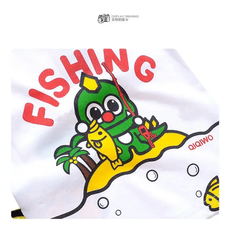 Children's Cartoon Fish Short T-Shirt White Q834 — feature 6