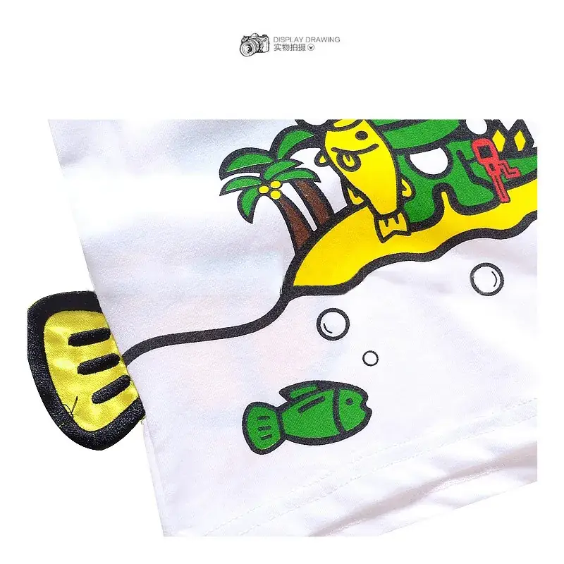 Children's Cartoon Fish Short T-Shirt White Q834 — feature 7
