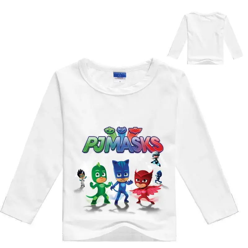 Kids Teen Mask T-Shirt Set White Long Sleeve Cartoon Print