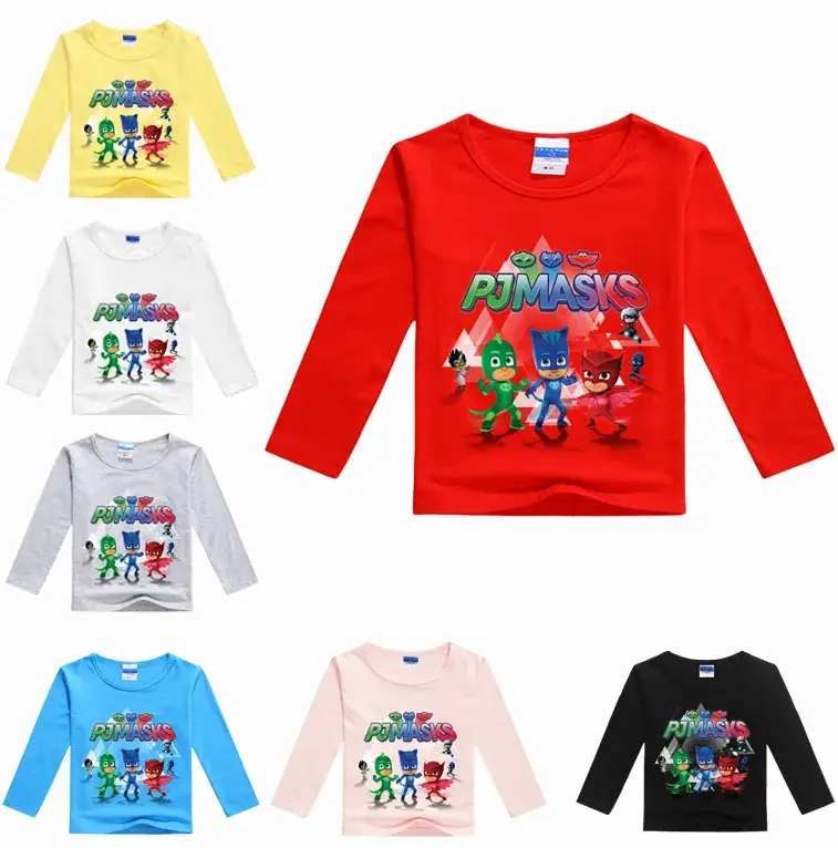 Kids Teen Mask T-Shirt Set White Long Sleeve Cartoon Print — feature 2