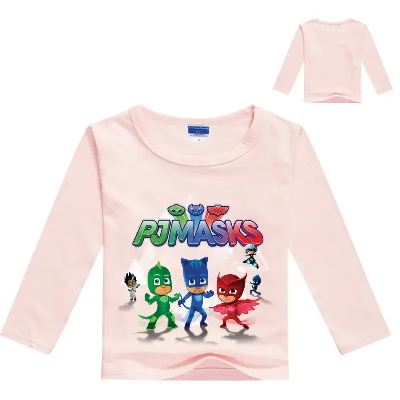 Kids Teen Mask T-Shirt Set White Long Sleeve Cartoon Print — feature 8
