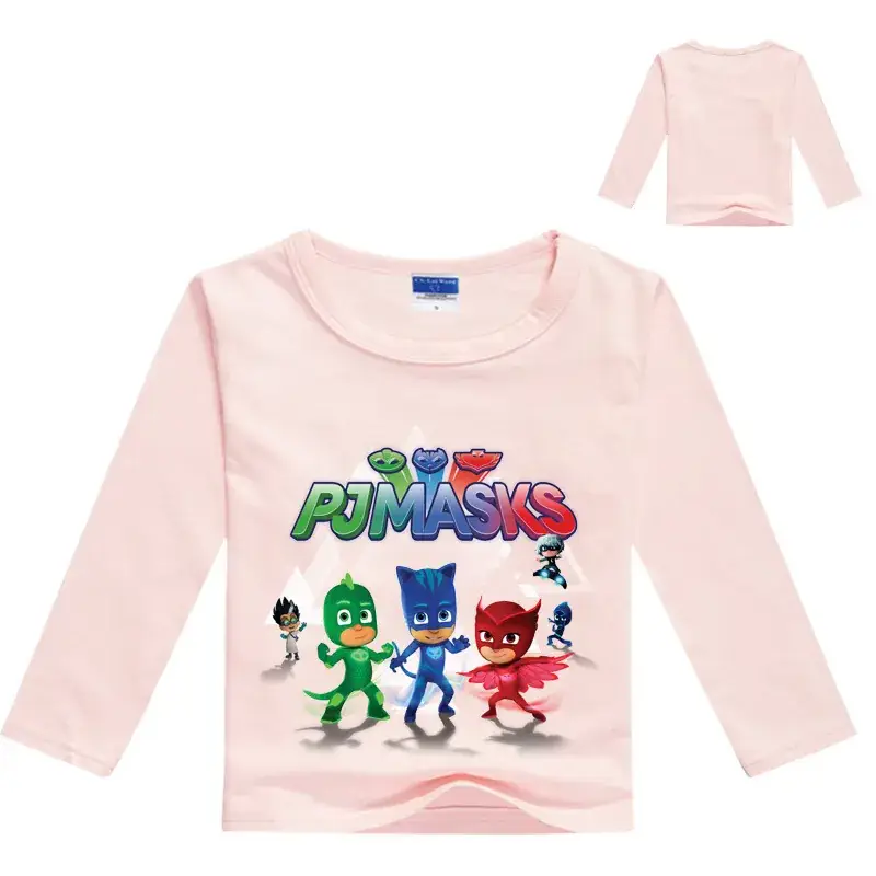 Kids Teen Mask T-Shirt Set White Long Sleeve Cartoon Print