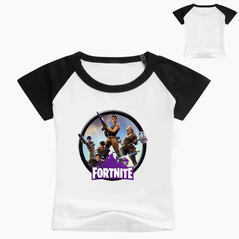 Fortnite Printed Kids T-Shirt White Blue Round Neck