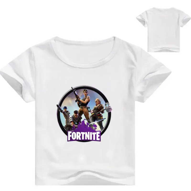 Fortnite Printed Kids T-Shirt White Blue Round Neck — feature 12