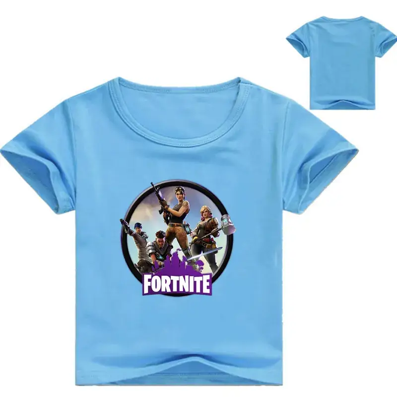 Fortnite Printed Kids T-Shirt White Blue Round Neck — feature 6