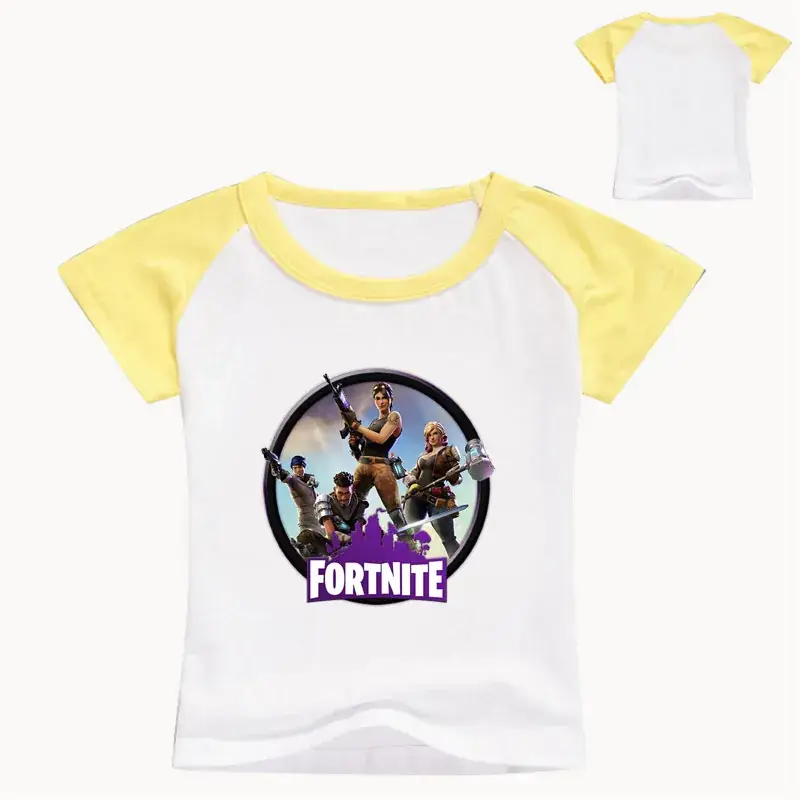 Fortnite Printed Kids T-Shirt White Blue Round Neck