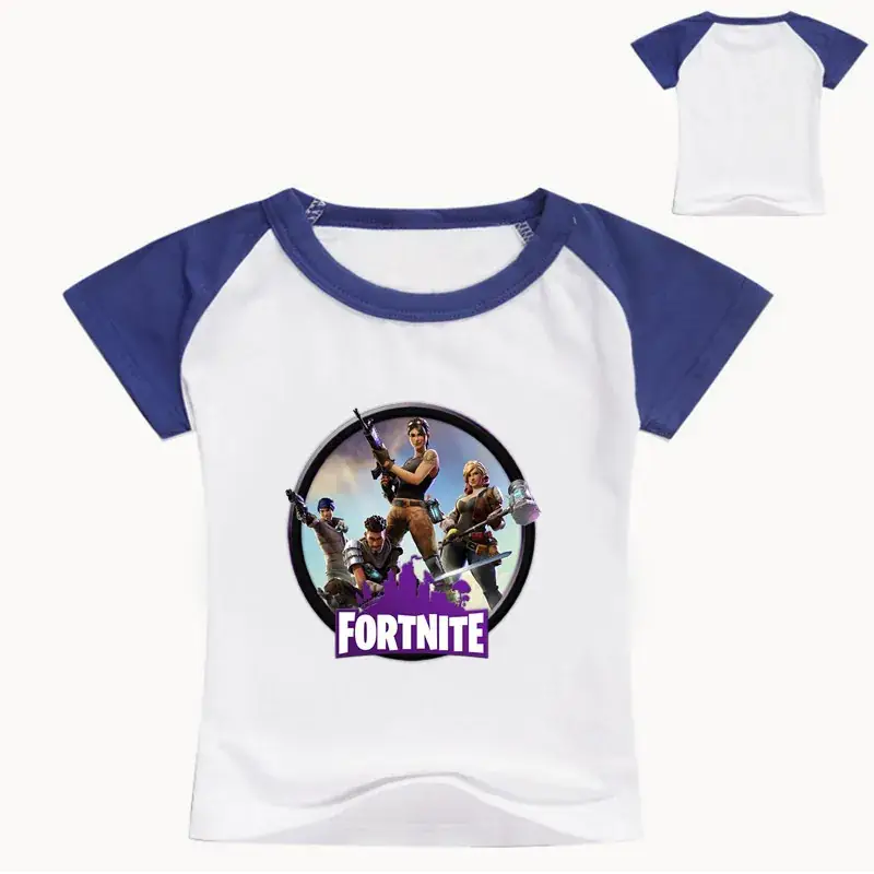 Fortnite Printed Kids T-Shirt White Blue Round Neck