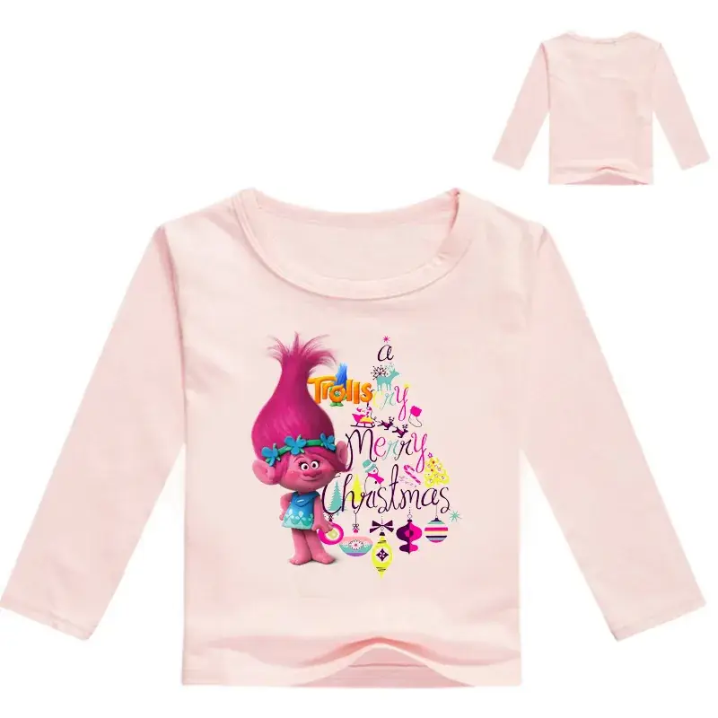 Girls Pink Long Sleeve T-Shirt with Cartoon Print — feature 3