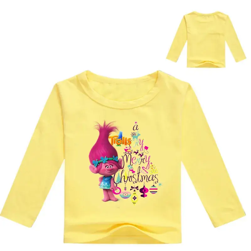 Girls Pink Long Sleeve T-Shirt with Cartoon Print - Image 3