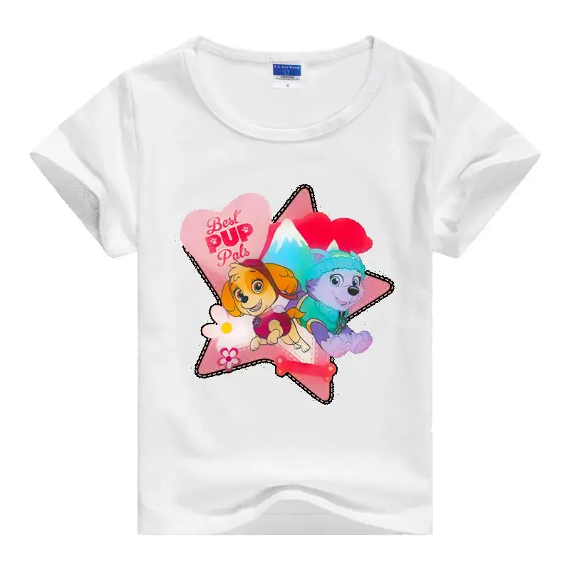 White Cartoon Print Kids T-Shirt Short Sleeve - Image 11