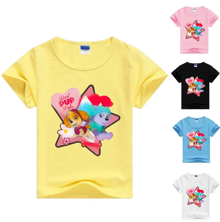 White Cartoon Print Kids T-Shirt Short Sleeve — feature 3