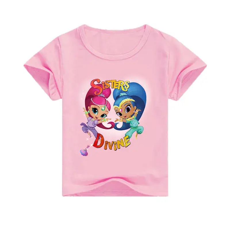 Pink Cartoon Girls T-Shirt for Girls 7613