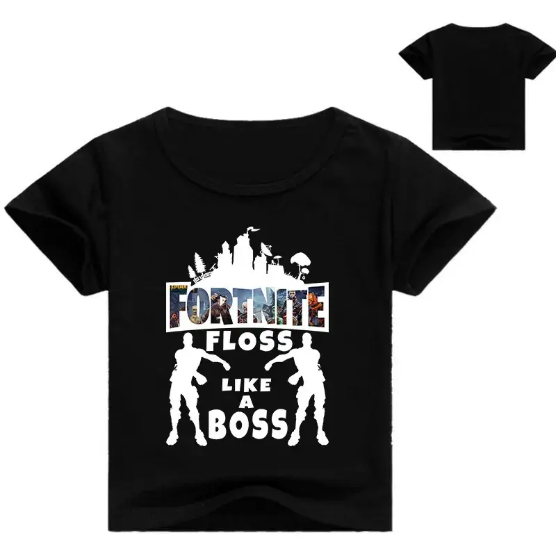 Fortnite Boss Graphic T-Shirt for Kids Black Round Neck