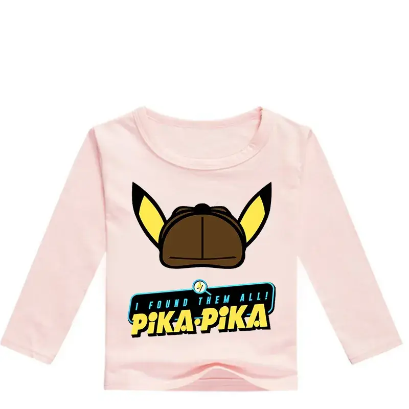 Pika Anime Long Sleeve Pink Shirt for Boys Girls 0353