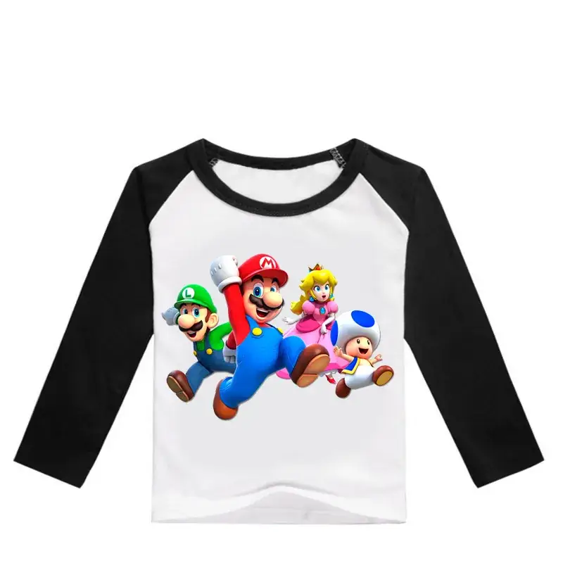 Kids Super Mario Long Sleeve T-Shirt Blue White — feature 13