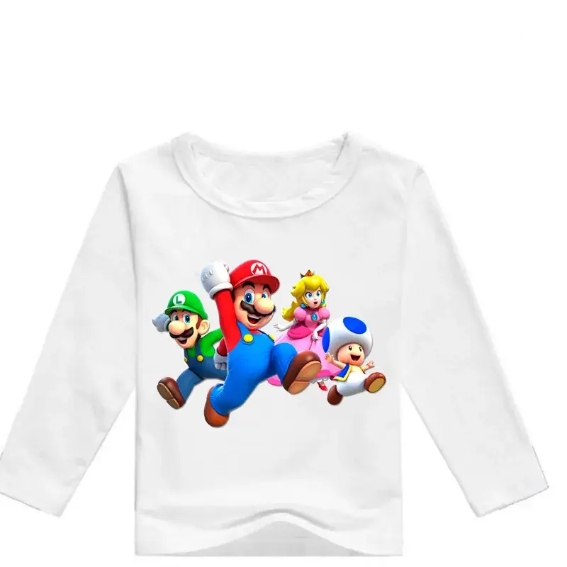 Kids Super Mario Long Sleeve T-Shirt Blue White — feature 2