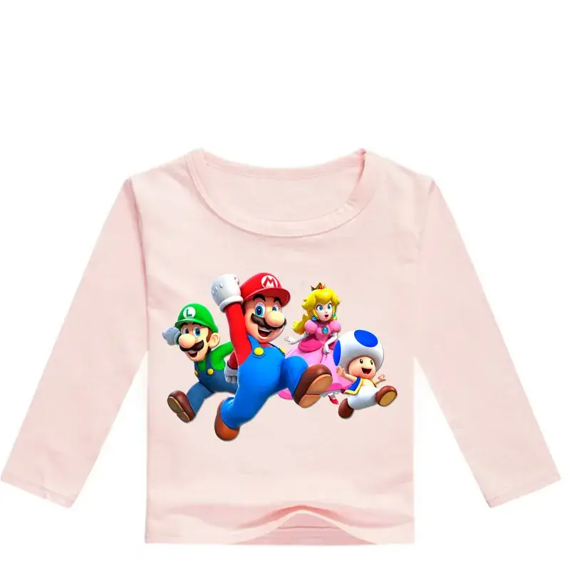 Kids Super Mario Long Sleeve T-Shirt Blue White — feature 3
