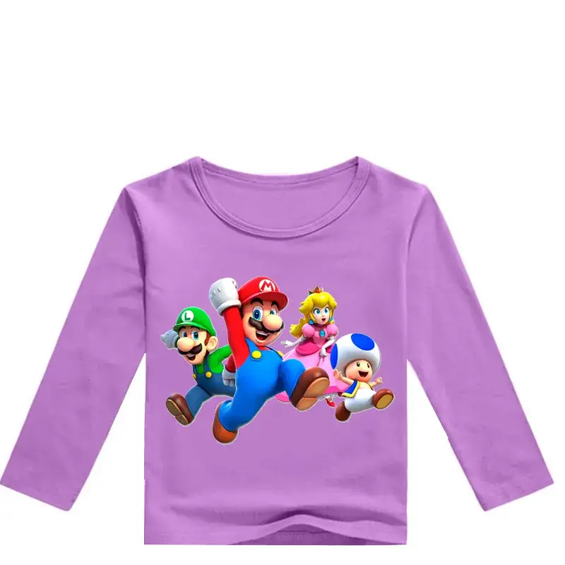 Kids Super Mario Long Sleeve T-Shirt Blue White — feature 6
