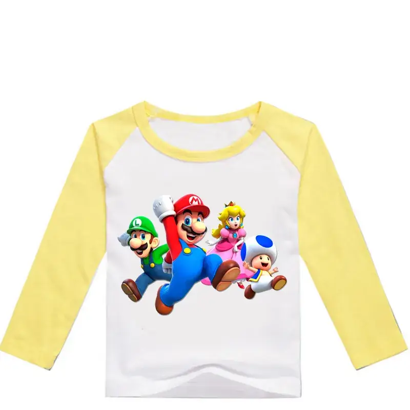 Kids Super Mario Long Sleeve T-Shirt Blue White - Image 11