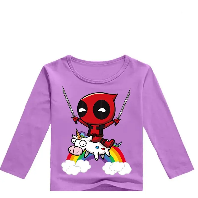 Kids Long Sleeve T-Shirt Red White Cartoon Print - Image 5