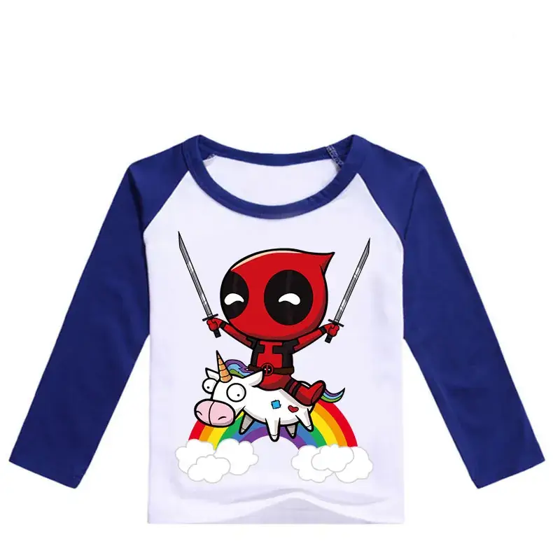Kids Long Sleeve T-Shirt Red White Cartoon Print — feature 13