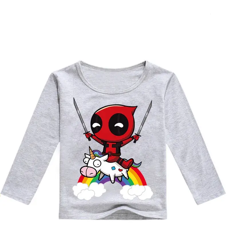 Kids Long Sleeve T-Shirt Red White Cartoon Print — feature 7