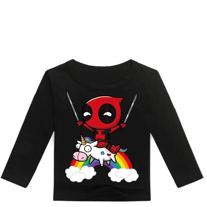 Kids Long Sleeve T-Shirt Red White Cartoon Print — feature 8