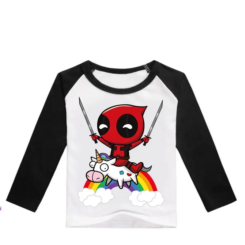 Kids Long Sleeve T-Shirt Red White Cartoon Print - Image 10