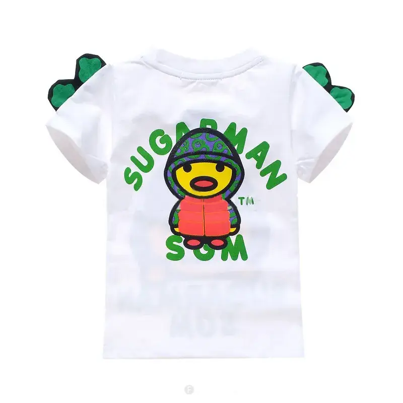 White Mugman Cartoon T-Shirt for Boys Girls Cross Border - Image 2