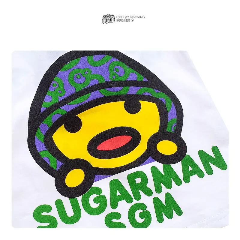 White Mugman Cartoon T-Shirt for Boys Girls Cross Border - Image 5