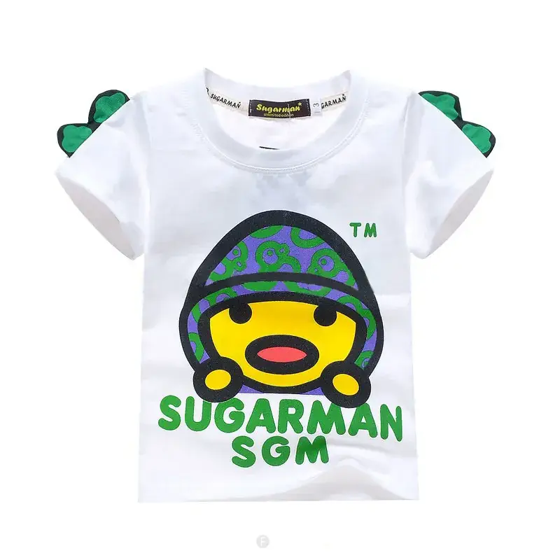 White Mugman Cartoon T-Shirt for Boys Girls Cross Border — feature 2
