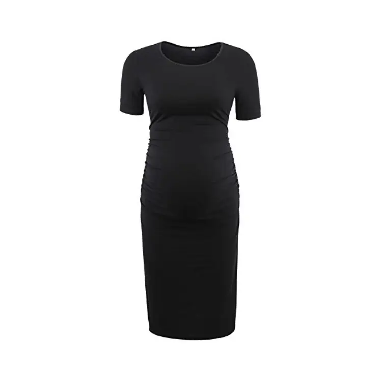Black Maternity Gown Round Neck Short Sleeve 1503 - Image 7