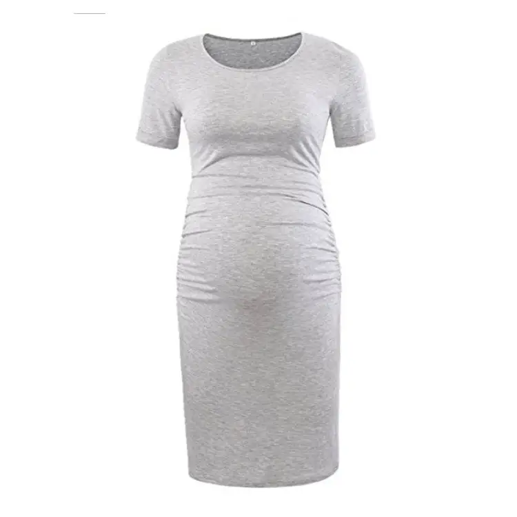 Black Maternity Gown Round Neck Short Sleeve 1503 - Image 9
